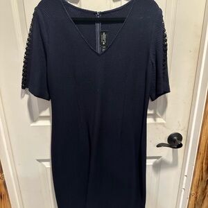 St. John Dark Blue V-Neck Dress